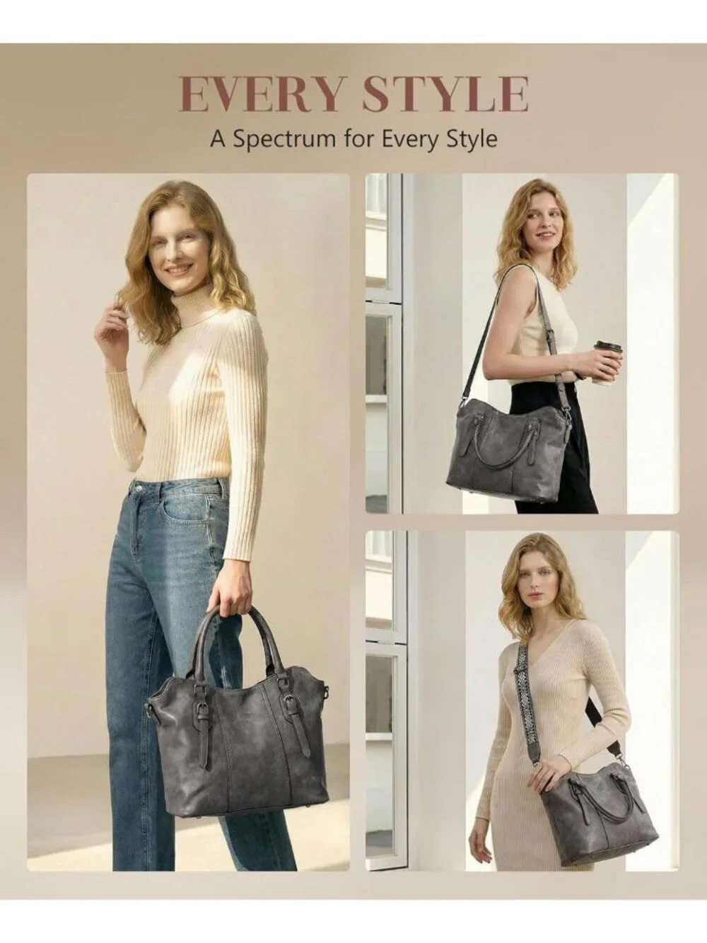 Stylish Hobo Purse for Women, Versatile Two-Strap Shoulder & Crossbody Bag